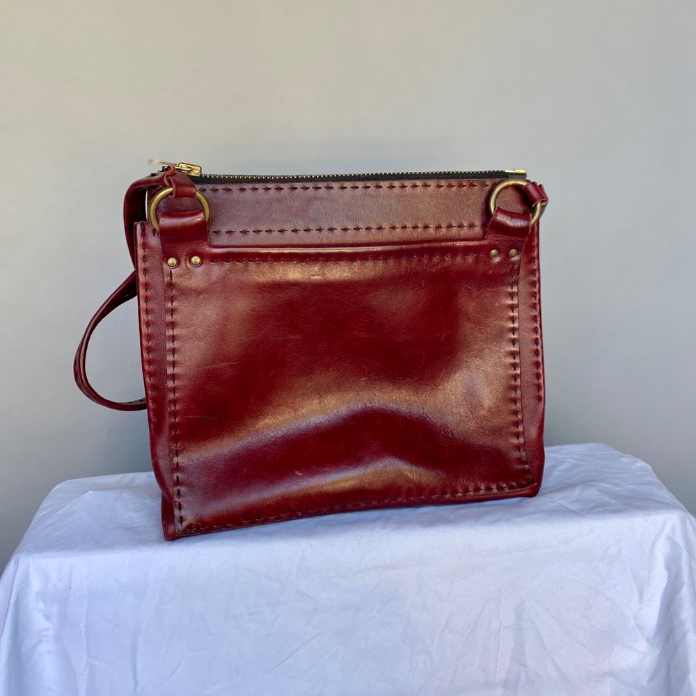 Vintage Large Red Leather Shoulder Tote Purse